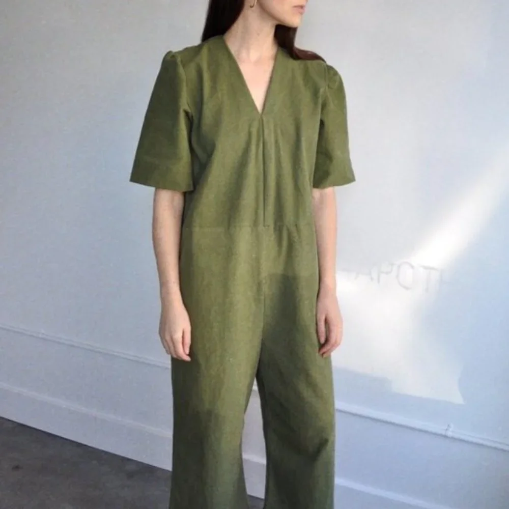 Cream Wide-Leg Short-Sleeve Jumpsuit - Picture 4 of 6